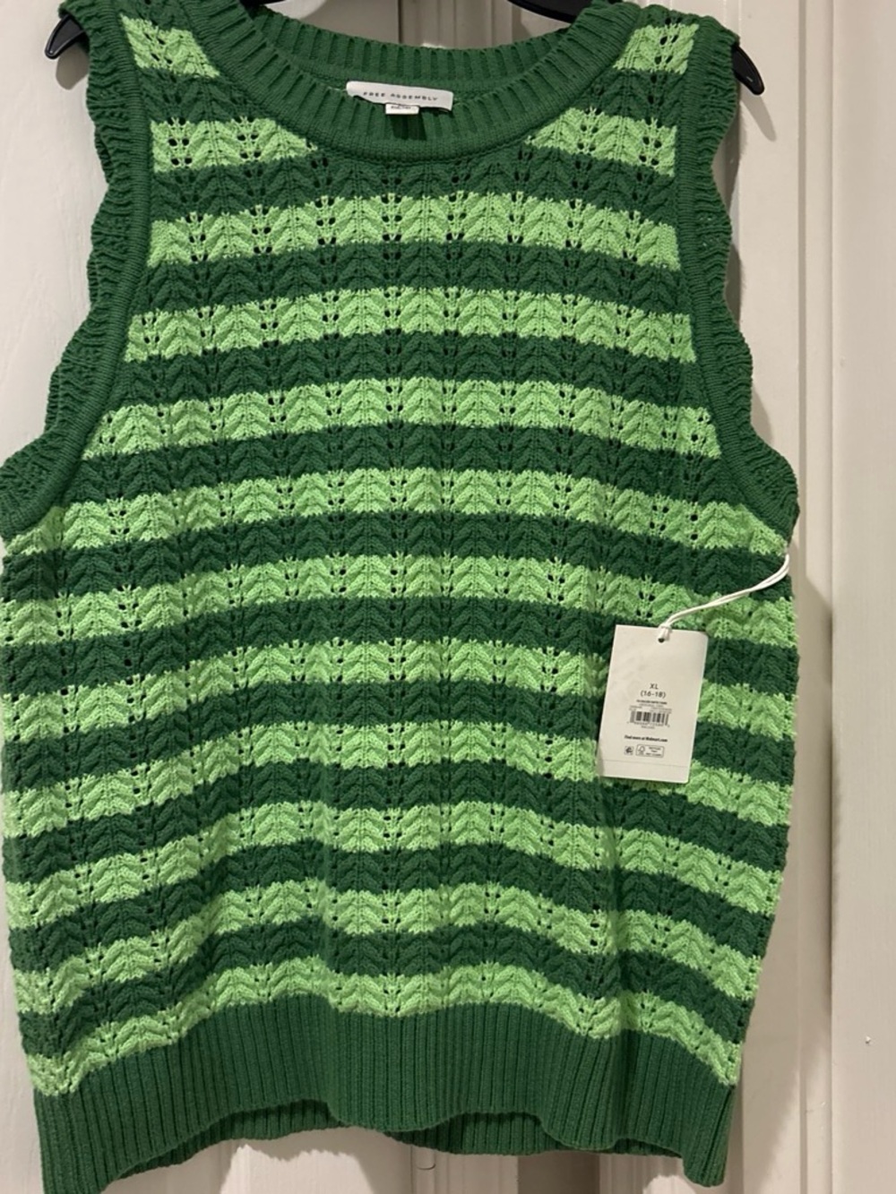 Striped Green Knit Sweater Vest by Zara